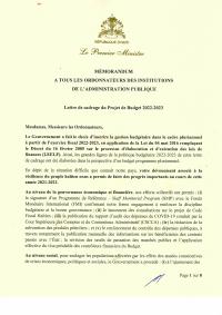 (2022-08) Prime Minister's Budget Framework Letter for FY2022-2023