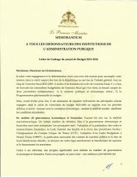 (2023-08) Prime Minister's budget framework letter for FY2023-2024