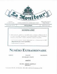 (2012) Arrêté annulling the 3 June 2011 publication and re-issuing, for material errors, the Constitutional Law amending the 1987 Constitution as voted by the National Assembly on 9 May 2011