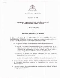(2017) Circular No. 006 on Travel by Government Members and Senior State Officials