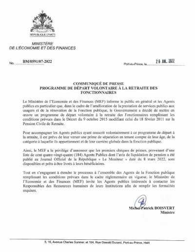 Pwogram retrèt volontè pou fonksyonè yo