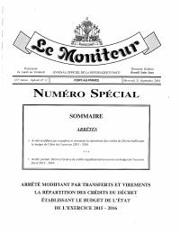 (2016-09) Decree reallocating FY2015-2016 budget credits by transfers and virements, plus supplementary electoral credits