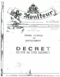 (1987) Decree Relating to the Customs Code