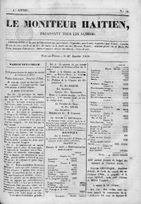 (FY1849) Lwa ki fikse bidjè resèt ekzèsis 1849 (Le Moniteur Haïtien, 4yèm ane No 10, 27 janvye 1849)