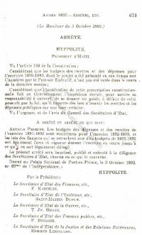 (FY1893) Arete ki kenbe bidjè 1891-1892 pou ekzèsis 1892-1893 (Bilten lwa ak zak, ane 1892)