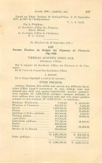 (FY1898) Bidjè jeneral ekzèsis 1897-1898 (Bilten lwa ak zak, ane 1897)