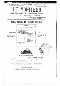 (FY1929) Bidjè jeneral ekzèsis 1928-1929 (Le Moniteur, 83yèm ane No 74, 10 septanm 1928)