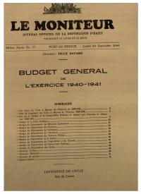 (FY1941) Bidjè jeneral ekzèsis 1940-1941 (Le Moniteur, 95yèm ane No 77, 30 septanm 1940)