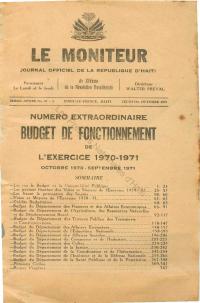 (FY1971) Bidjè jeneral ekzèsis 1970-1971 (Le Moniteur, 125yèm ane)
