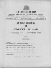 (FY1981-1982) General Budget of the Republic of Haiti