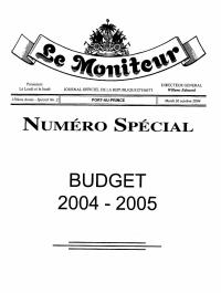 (2004-10) General Budget of the Republic of Haiti, Fiscal Year 2004-2005