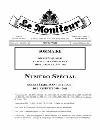 (2011-01) General Budget of the Republic of Haiti, Fiscal Year 2010-2011