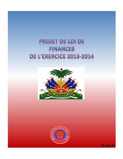 Pwojè lwa finans pou ane fiskal 2013-2014, vèsyon avril 2014