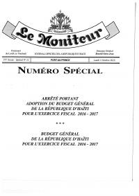 (2016-10) General Budget of the Republic of Haiti, Fiscal Year 2016-2017