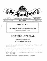 (FY2010) Dekrè ki tabli bidjè rektifikatif ekzèsis 2009-2010 (Le Moniteur, 165yèm ane, Espesyal No 4)