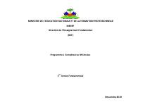 Minimum Competencies Programme: 1st Year of Fundamental Education