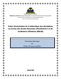 (2020-01) Kad oryantasyon didaktik disiplin yo nan Lekòl Nòmal Enstititè ak Jadinyè Timoun (ENIJE)