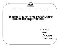 Detailed Syllabus for English, 2nd Year of the New Secondary
