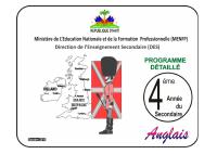 Detailed Syllabus for English, 4th Year of the New Secondary