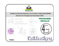 Detailed Syllabus for Mathematics, 4th Year of the New Secondary