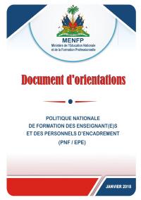 Politique nationale de formation des enseignant(e)s et des personnels d'encadrement