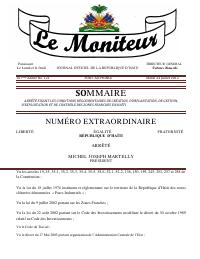 (2012-07) Le Moniteur, 167yèm Ane No. 121, 24 jiyè 2012: arete ki fikse kondisyon reglemantè pou kreyasyon, enplantasyon, jesyon, eksplwatasyon ak kontwòl zòn franch yo an Ayiti