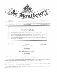 (2015-10) Le Moniteur, 170yèm Ane No. 205, 26 oktòb 2015: dekrè ki òganize Ministè Defans lan, dekrè ki modifye Pansyon Sivil Retrèt la, ak yon nominasyon