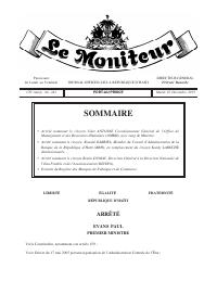 (2015-12) Le Moniteur, 170yèm Ane No. 243, 22 desanm 2015: Uder Antoine nonmen Kowòdonatè Jeneral OMRH ak ran Minis, ak nominasyon nan BRH ak DINEPA
