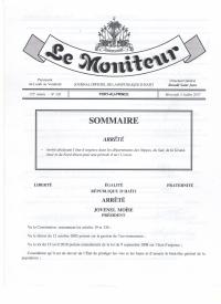(2017-07) Le Moniteur, 172yèm Ane N° 103, 5 jiyè 2017: arete ki deklare eta dijans nan depatman Nip, Sid, Grandans ak Nòdwès pou yon mwa