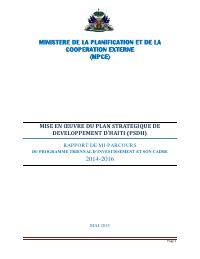 (2015) Rapò mi-chemen Pwogram Trienal Envestisman 2014-2016 la, nan aplikasyon Plan Estratejik Devlopman Ayiti (PSDH)