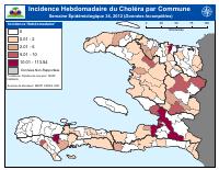 (2012-08-25) Ensidans cholera chak semèn pa komin, semèn epidemyolojik 34, 2012