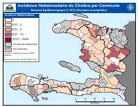 (2013-02-02) Ensidans cholera chak semèn pa komin, semèn epidemyolojik 5, 2013