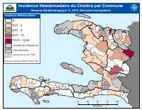 (2013-03-16) Ensidans cholera chak semèn pa komin, semèn epidemyolojik 11, 2013