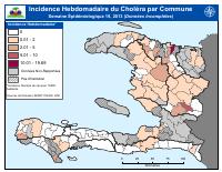 (2013-04-13) Ensidans cholera chak semèn pa komin, semèn epidemyolojik 15, 2013