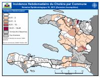 (2013-04-20) Ensidans cholera chak semèn pa komin, semèn epidemyolojik 16, 2013
