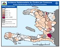 (2013-06-22) Ensidans cholera chak semèn pa komin, semèn epidemyolojik 25, 2013