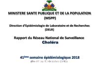 Profil statistique du choléra, semaine épidémiologique 41 de 2018
