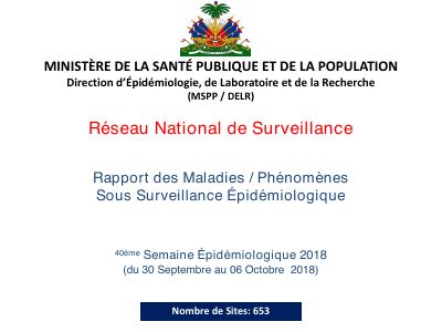 Rapport du Réseau national de surveillance épidémiologique, semaine 40 de 2018