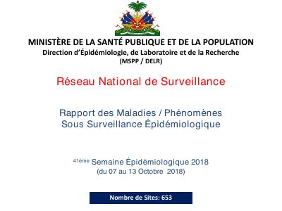 Rapport du Réseau national de surveillance épidémiologique, semaine 41 de 2018