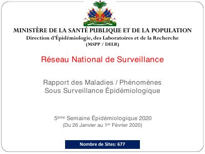 Rapport du Réseau national de surveillance épidémiologique, semaine 5 de 2020