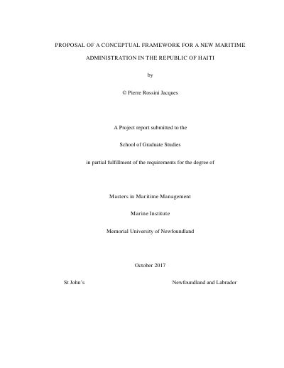 Pwopozisyon yon kad konseptyèl pou yon nouvo administrasyon maritim nan Repiblik d Ayiti