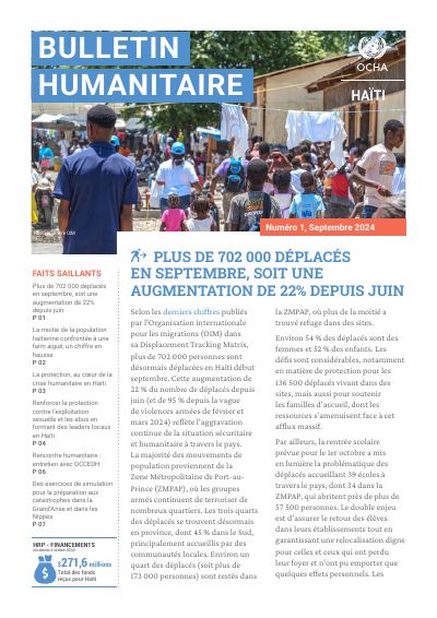 Haiti Humanitarian Bulletin, Number 1, September 2024