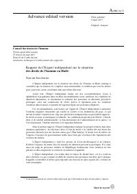 (2017) Rapò Ekspè endepandan an sou sitiyasyon dwa moun an Ayiti (A/HRC/34/73) (Vèsyon preliminè)