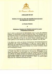 Circular No. 043 on Establishing Boards of Directors of Autonomous Public Bodies