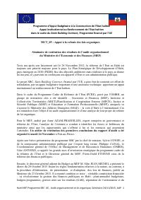 Results-Restitution Seminar for the Organizational Audit of the Ministry of Economy and Finance (MEF)