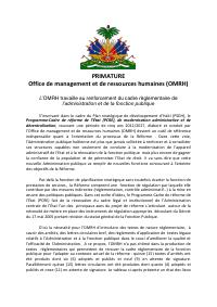 OMRH Status Note on Strengthening the Regulatory Framework of Public Administration
