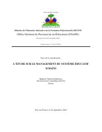 L'étude sur le management du système éducatif d'Haïti : rapport final