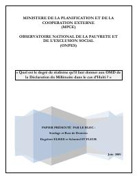 (2009-06) How Realistic Are the Millennium Development Goals in the Case of Haiti?