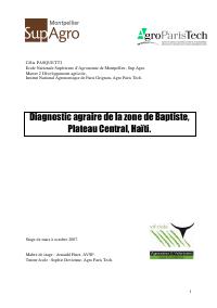 Agrarian Diagnosis of the Baptiste Area, Plateau Central