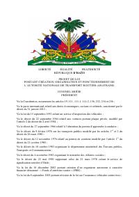 (2017-05) Draft Law Creating the National Road Transport Authority (ANATRANS)